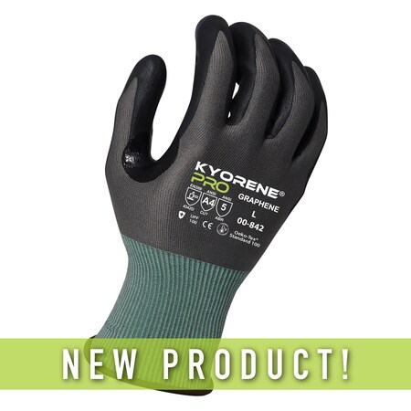 Kyorene Pro 18g Gray Graphene A4 Liner with Black HCT Nano-Foam Nitrile Palm Coating (XXL) PK Gloves 00-842 (XXL)